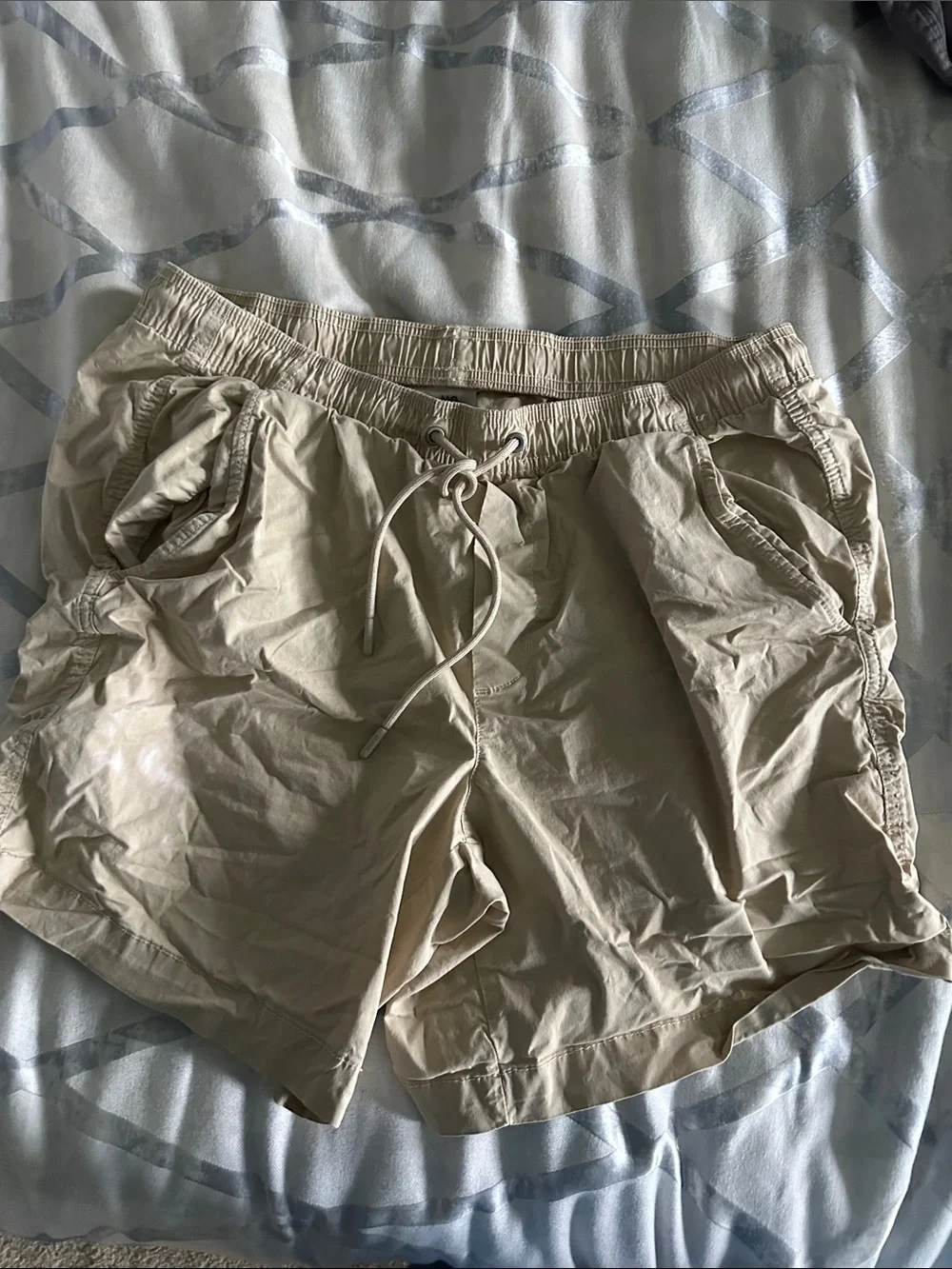 Men's tan Athletic Drawstring Shorts - Lightweight Comfort
